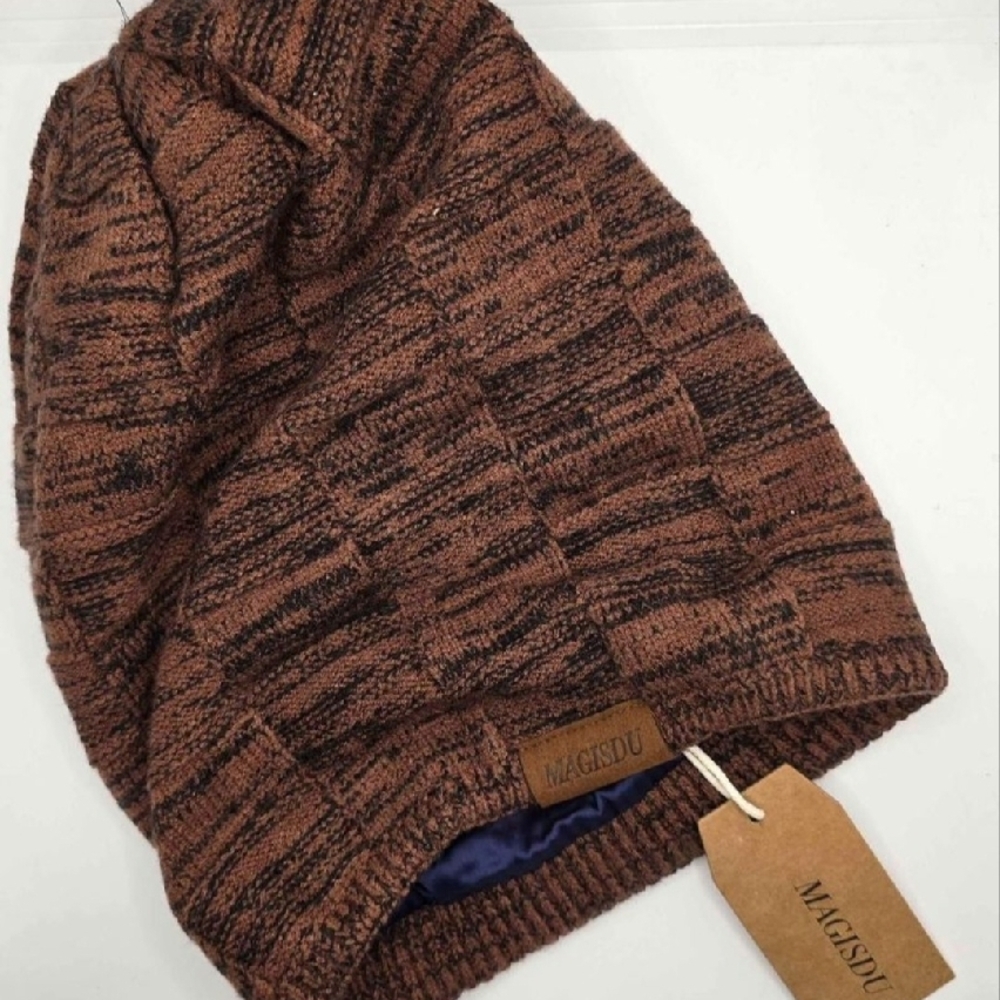 Merino wool,UNISEX, SatinLined Oversized Slouchy beanieWinter Hat Knit Long